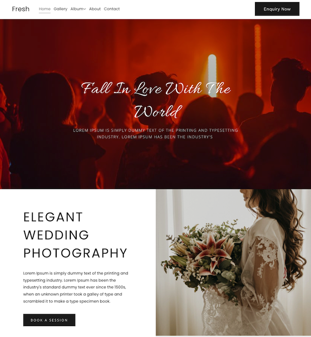 Online photography business website portfolio theme 3