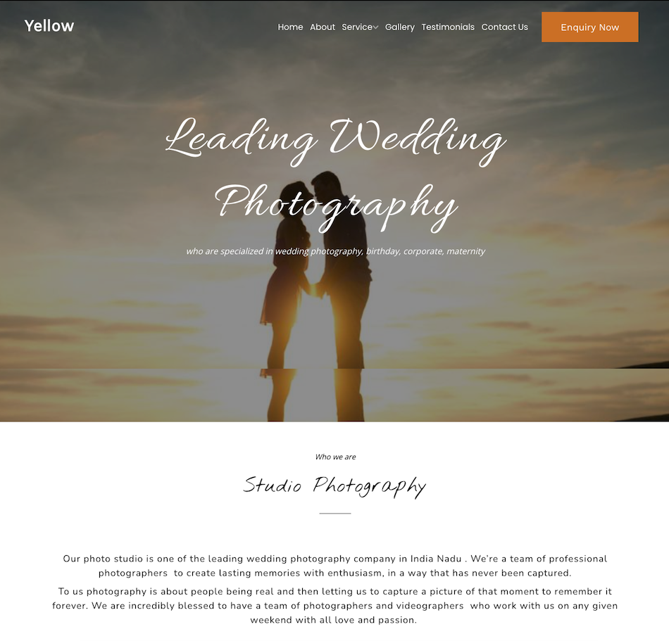 Online photography business website portfolio theme 5